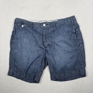 Polo Ralph Lauren Shorts Mens 34 Blue Chambray Straight Fit Chino Flat Front